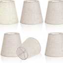 6 PCS Chandelier Lamp Shades, 5.51 X 5.12 X 3.54 Inch Mini Lamp Shade Small Lamps Shades Clip on Bulb Linen Home Decor Fabric Linen Lampshade for Table Chandelier Wall Mini Lamps Shade Home Decor