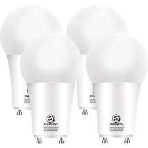Energetic LED GU24 Base, A19 Shape, 60 Watt Equivalent (8.5W), 5000K Daylight, 800 Lumens, Non-Dimmable, 2 Pin LED Light Bulb, UL Listed, 4 Pack