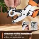 Heavy Duty Revolving Punch Plier Kit, Diyife Leather Hole Punch Set with 5 Replaceable Base, 6 Punching Head, Multi-Size for Belts, Watch Bands, Saddles, Rubber, Craft Projects or DIY Home