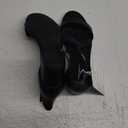 Amazon Essentials Women's Two Strap Heeled Sandal (10.5 Wide, Black Faux Leather)