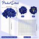 104 Pcs Hydrangea Artificial Flowers, Royal Blue Faux Hydrangea Flowers with Stems for Wedding Arch, Realistic Fake Silk Hydrangeas for Table Centerpieces, Baby Shower, Home Party Decoration