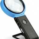 VisionAid Hands-Free Magnifying Glass with Stand, LED Lights, Loupe Handheld Illuminated Magnifier for Low Vision Seniors Reading
