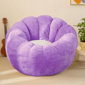 Pumpkin Bean Bag Sofa Chair for Adult, Beanbag Couch with Filler for Reading and Relaxation, Comfy and Lazy Sofa for Dorm, Apartment, Living Room and Bedroom, Violet