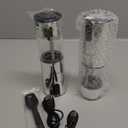 Electric Salt and Pepper Grinder Set - Upgraded Larger Capacity, with display screen and LED lights, USB Rechargeable, Adjustable Coarseness, 2 Pack(silver)