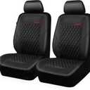 CAR PASS Quilting Leather Seat Cover Two Front Seats Only, Universal Fit Automotive Front Seat Covers Waterproof Deluxe PU Premium Vinyl Luxury for Cars Sedan Van SUV Airbag Compatible 2 Pieces,Black