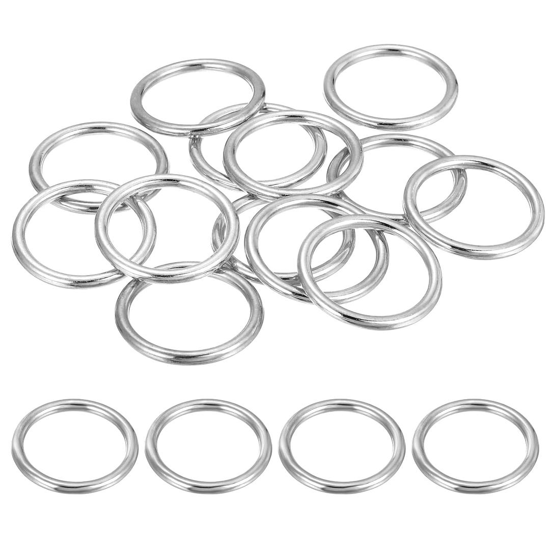 2 x 15 Pcs Zinc Alloy O Rings Multi-Purpose O-Ring Welded Buckle Loop Ring (0.8" ID x 0.12" Thick, Silver), Wire for Crafts Macrame Buckle Belts Sewing Decoration