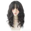 Wavy wigs with Bangs for women Party Wigs Natural Looking Heat Resistant Fiber Hair Color Wavy hair Cosplay Daily Part Wig for Women Full Hair Straight Wigs (Black brown)