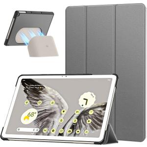 MoKo for Google Pixel Tablet Case 2023, Foldable Design, Ultra Thin Slim Leather TPU Back Full Protector Trifold Stand Cover Case for Pixel Tablet, 11inch, Gray