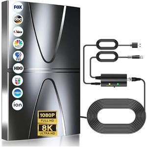 2025 Updated Strongest TV Antenna,2800+ Miles Range Indoor/Outdoor Antenna for Smart TV and All Old TV's,360° Reception Digital TV Antenna for Local Channels-38ft Thick Coax Cable and Amplifier