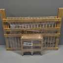 HBlife Dish Rack, Bamboo Folding 2-Tier Collapsible Drainer Dish Drying Rack with Utensils Flatware Holder Set (Dish Rack with Utensil Holder)