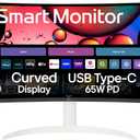 LG 34SR63QA-W 34 inch Smart Curved Monitor with Streaming TV, QHD 1440p, UltraWide Screen, USB Type-C 65W PD, 1800R, webOS, HDR10, 100Hz, Built-in Speaker, AirPlay2, Screen Share, Bluetooth, White