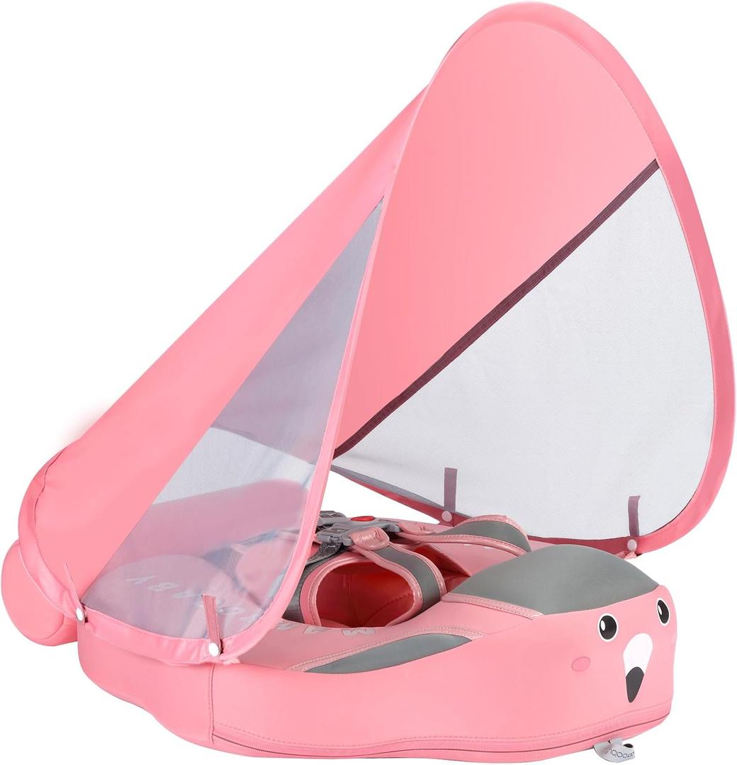 Mambobaby Float with Canopy Size Improved Non Inflatable Infant Baby Pool Float Smart Mambo Float Swim Trainer Baby Swim Float Mambo Baby Float Solid Air Free Water Waist Swimming Ring