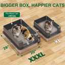 XXXL Stainless Steel Cat Litter Box Extra Large 28" L x 20" W with High Sides & Lid, Non-Stick, No Odor, Leak-Proof Metal Boxes for Large & Multiple Cats, Easy to Clean Lites (1-Pack XXXL)