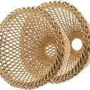 ARTIBETTER Rattan Lamp Shade 2pcs Woven Lampshade Weave Lighting Rattan Pendant Light Shade Wicker Basket Chandelier Lamp Shade Hanging Ceiling Light Cover Fixture for Cafe Decor Japanese Decor