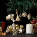 Mr. Pen- Assorted Christmas Tree Ornaments Set, 77 pcs, Gold Holiday Ornaments, Shatterproof Plastic Decorations with Gold Hanging Thread, Classic Ball & Festive Shapes for Christmas Tree Dcor