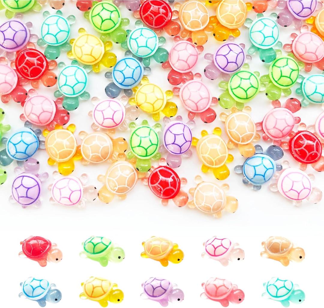 cntjv 9 Pcs Large Luminous Resin Turtles Figures Sea Crafts Glow in The Dark Bulk Plastic Ocean Animals Figurines to Hide 10 Colors Dollhouse Garden Aquarium Micro Landscape Decor