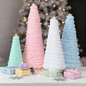 Jenaai 4 Pcs Pastel Christmas Cone Tree Candy Land Tree Cones Macaron Colors Christmas Decoration for Xmas Holiday Desktop Tabletop Centerpiece Ornaments Mantle Table Decor