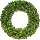 20 Inch Boxwood Wreath, Handmade Green Wreath for Front Door, UV Resistant Outdoor Wreath for All Seasons, Foldable & Durable Farmhouse Wreath for Wall Window Home Indoor Outdoor Decor