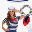 Nautical Bachelorette Party Favors | 5 Nautical Costume | Breathable Comfortable Women's Sailor Outfit for Halloween Cosplay Carnivals Fancy Dress Parties,M