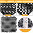 Huwena 100 Pack Rubber Floor Tiles Interlocking Tiles Drainage Mat 10" x 10" Rubber Deck Non Slip Modular Interlocking Cushion Pool Deck Mat for Garage Patio Greenhouse Outdoor Indoor Black