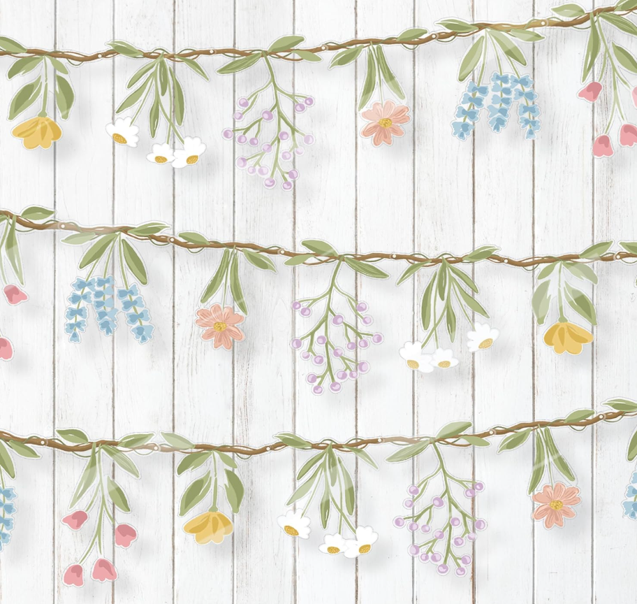 Wildflower Party Garland
Banner Floral Party Decorations for Enchanted Garden Woodland Theme Picnic Bridal Shower Wedding Birthday Baby Bloom Fairy Tea Cottagecore Whimsical Decor