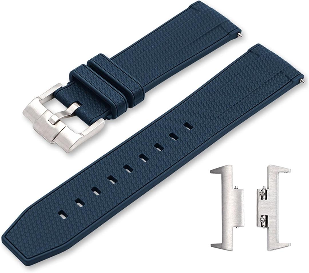 Soft Silicone Watch Band Compatible with Tissot PRX 40mm WatchesQuick Release Strap with Adapter Sets for Men's Tissot Prx Powermatic 80 Models Replacement (Dark Blue)