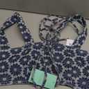 Nasty Gal Women's Denim Floral Embroidered Strappy Crop Top Size (8)