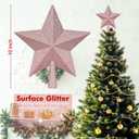 Christmas Tree Top Ornament, 10" Rose Gold Christmas Star Tree Topper, Large Xmas Glitter 3D Bethlehem Tree Topper Ornament, Waterproof Holiday Christmas Tree Topper Star for Home Indoor Outdoor