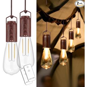 4 Pack Rechargeable Warm Tent Hanging Light Bulb,Portable Outdoor Vintage LED Camping Light,Pendant Hurricane Emergency Lighting Lantern for Hiking Backpacking Fishing Outage Power Failure
