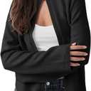 Saodimallsu Womens Lightweight Cardigans Open Front Long Sleeve One Button Casual Crewneck Loose Knit Shrug Sweater (Black, L)