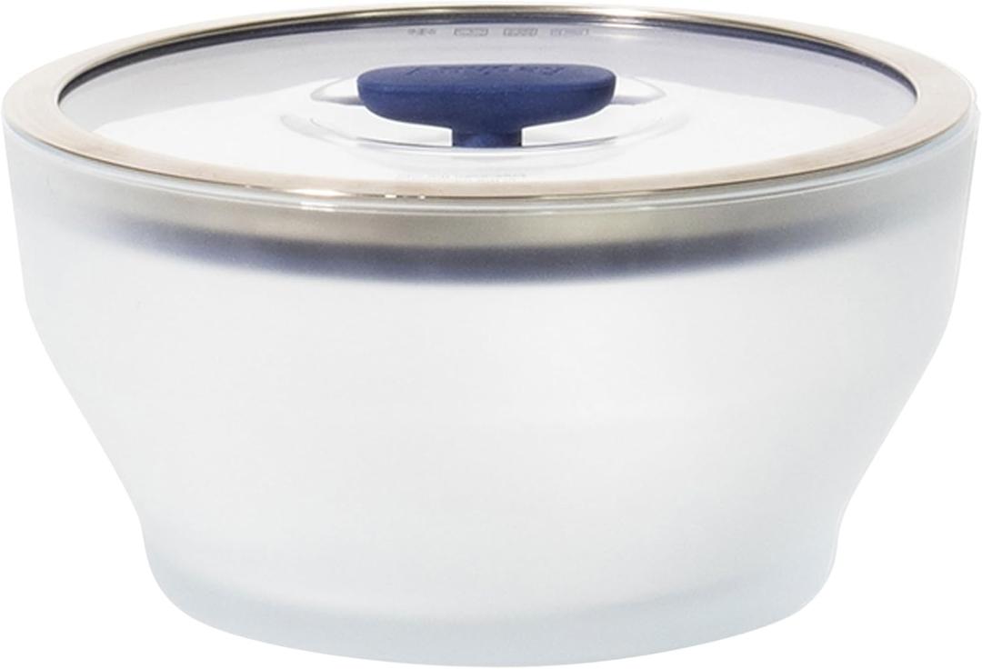 Anyday 8-Cup Microwave Cookware & Glass Container with Glass Lid, Plastic-Free Deep Food Storage | Stackable Airtight Steamer with Vented Lid for Microwave-Safe Reheating, Steaming Vegetables & Rice (Frosted - Blueberry)