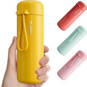 Exllena Mini Water Bottle 6.8oz/200ml, Small Insulated Water Bottle for Hot&Cold Drinks, Water Bottle Purse with Carry Handle - 100% Leakproof Perfect for School, Travel (Yellow)