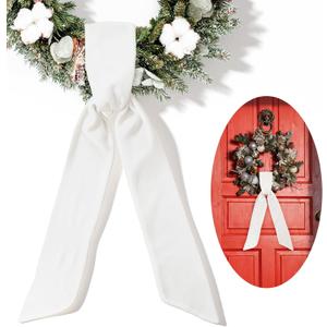 White Wreath Sash, Wreaths Scarf Blank Wreath Sash for Front Door Wedding Party Door Farmhouse Christmas Craft