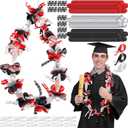 Unittype 6 Sets 2025 Graduation Candy Lei Making Kit DIY Lei Netting Tubing Include 5 ft Mesh Bag 3 Rolls of 98 ft Ribbon 216 Pcs Flower Pieces for Grad Party Supplies(Red, Silver Gray, Black)