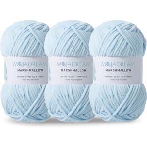 3PCS 3.5oz Chenille Yarn for Blankets Amigurumi: Soft Velvet Baby Yarn Blanket Knitting and Crocheting Bulky 5# Yarn 3 Skeins of 100g (Light Blue)