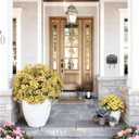 12 Bundles of Yellow Outdoor Fake Flowers, UV-Resistant Silk Fake Flowers, Perfect for Garden/Porch/Patio/Window planters, Everlasting Beauty Year-Round Without Fading