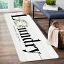 Laundry Room Runner Rug for Hallways Kitchen Runner mat Non Slip 24"x 72"Washable Rugs with TPR Backing Soft Floral Text Carpet Indoor Machine Washable Accent Rug Low Pile Carpet (D6-white)