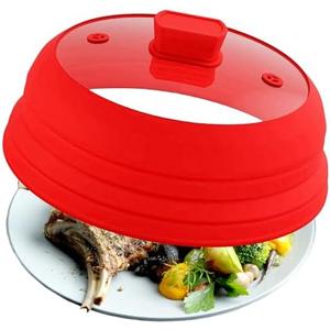 Microwave Splatter Cover Glass Cover Splatter Guard Lid with Collapsible Silicone for Food Pot Cover Plate Cover