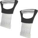Onion Slicer Holder, Onion | Tomato | Potato | Apple | Egg Holder for Slicing, Vegetables | Fruits Slicer Holder, Meat |Beef Chopper, Multi-Purpose Kitchen Accessory, 2 Pack (Black)