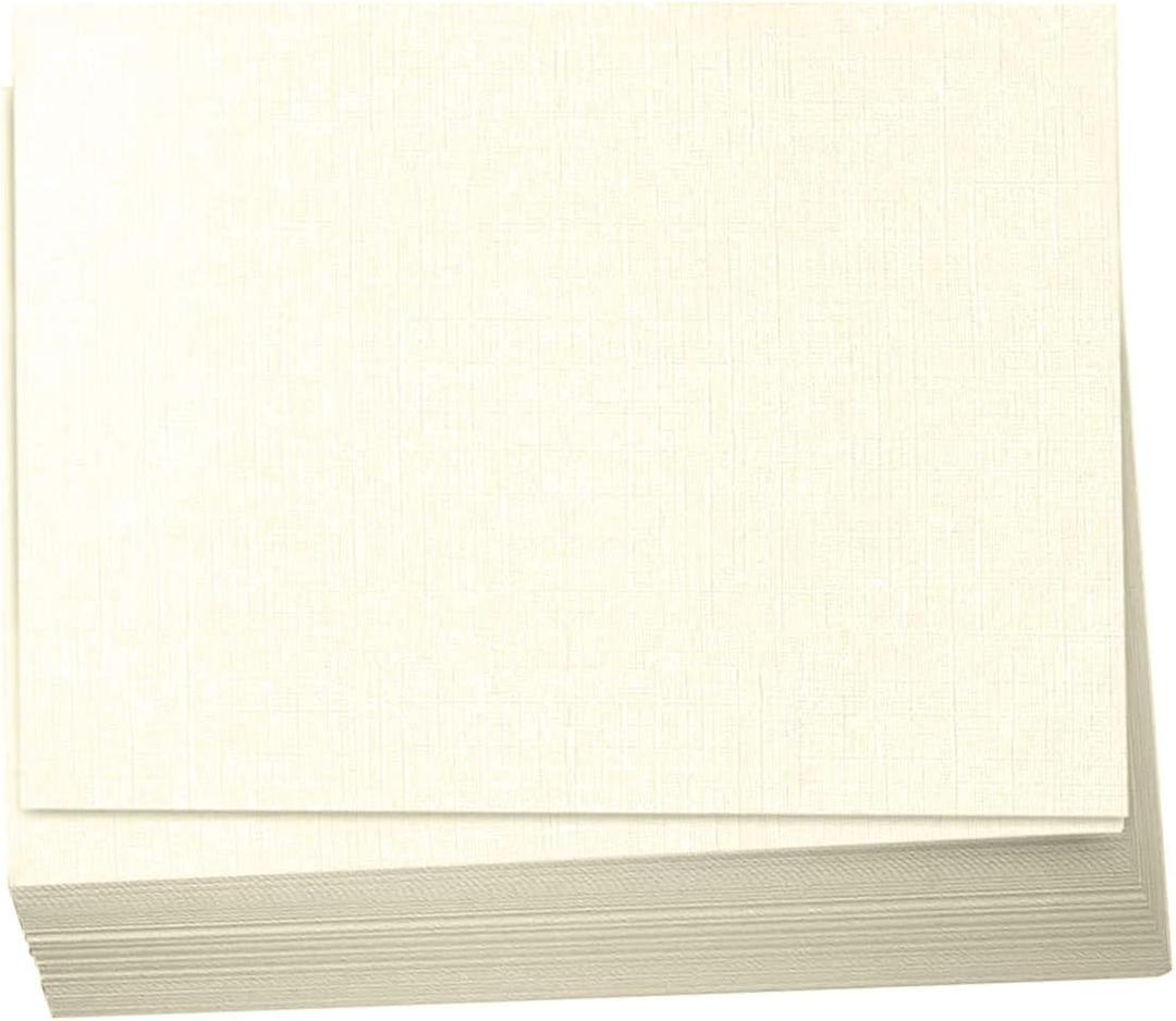 Hamilco 5x7 Ivory Linen Cardstock Paper Blank Index Cards Flat Card Stock 80lb Cover 100 Pack
