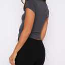 Women's Short Sleeve T Shirt Slim Fit Basic Summer Top Dark Gray L 