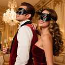 Wildarms Couple Masquerade Masks - Feather Women & Venetian Men Masks for Halloween Party, Mardi Gras Cosplay