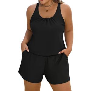 Arolina Women's Plus Size Swim Romper One Piece Swimsuits Modest Bathing Suit with Pockets 20Plus