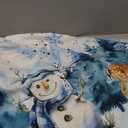 Round Christmas Tablecloth 70 inches - Snowman Christmas Decorations for Home - Water Resistant Winter Table Cloth - Xmas Truck Holiday Decor for Party (Blue)