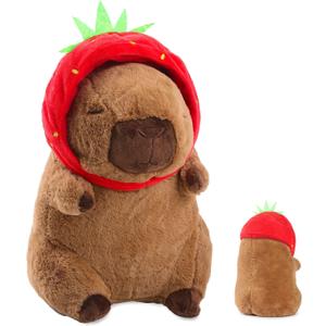 Capybara Plush Cute Capybara Stuffed Animal Kawaii Plush with Strawberry Hat Capybara Gifts Cute Plush Pillow Birthday for Boys Girls 9 Inch Capybara Plush Cute Capybara Stuffed Animal Kawaii Plush with Strawberry Hat Capybara Gifts Cute Plush Pillow Birthday for Boys Girls 9 Inch