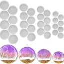 RESINWORLD 32-Cavity Set of 2'', 1.75'', 1.5'', 1.25'' Circle Grip Mold, Magnet Mold, Round Keychain Silicone Mold for Resin (No Hole)