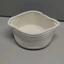 Small Woven Basket with Handle, Small Cute White Storage Baskets for Organizing, Tiny Decorative Round Cotton Rope Woven Closet Storage Bin, Baby Boho Empty Gift Basket for Nursery