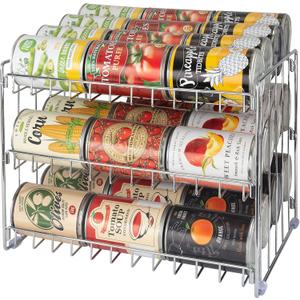 Kitchen Details 3 Tier Can Organizer | Chrome Steel Canned Food Storage Rack | Holds 36 Cans | Space-Saving Pantry & Cabinet Storage Solution | Easy Access to Canned Goods | Freestanding Design (14.5 x 11.5 x 11 inches)