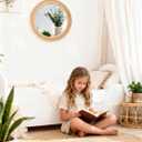 Boho Round Hanging Rattan Circle Nursery Mirror, Decorative Wall Decor for Farmhouse Bathroom Bedroom Living Room, Kids Girls Room, Foyer Home Wall Decor (15 inch)