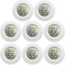 Weewooday 8 Pcs Mini Hygrometer Thermometer Round Digital Humidity Gauge Monitor Electronic Humidity Temperature Meter LCD Display Indoor Outdoor Hygrometer Thermometer for Home Kitchen (White)